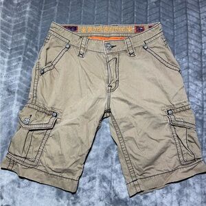 Rock Revival Men's Tan Cargo Shorts with Contrast Stitching